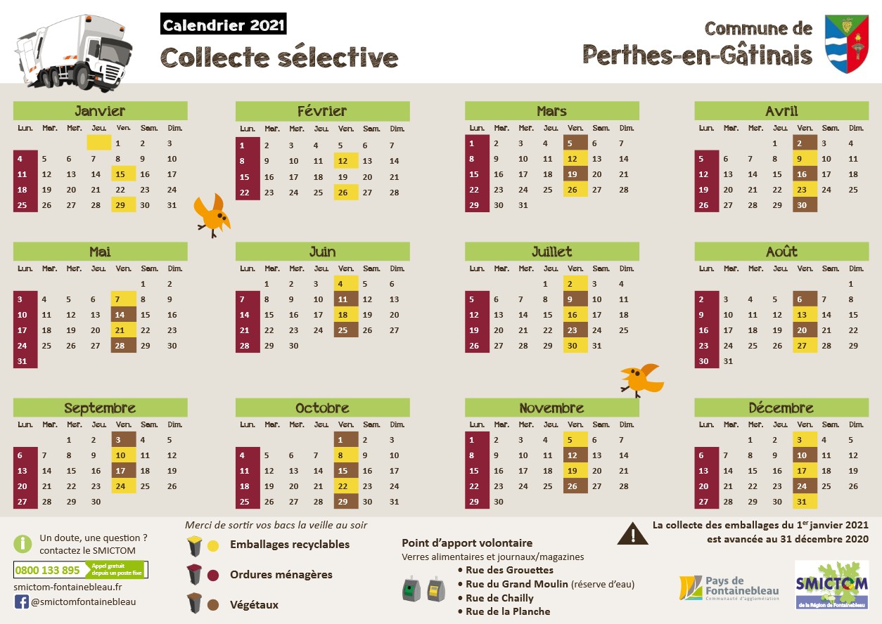 Calendrier Encombrants 77 2023 Ordures Ménagères, Encombrants Et Déchetterie, Piles Et Batteries -  Perthes-En-Gâtinais