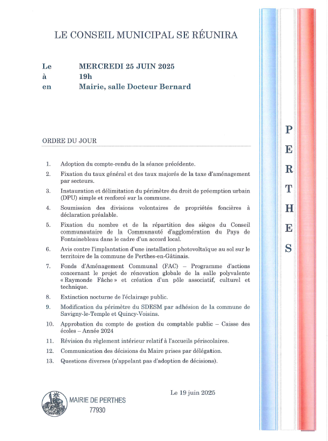 Conseil municipal @ Salle Docteur Bernard MAIRIE