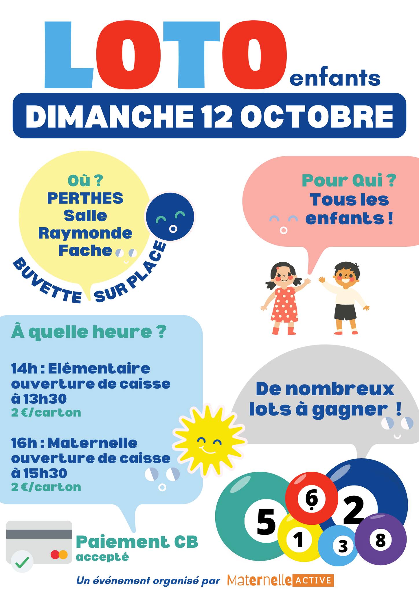 Loto Maternelle Active pour les enfants @ Salle polyvalente Raymonde Fache