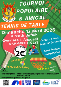 Tournoi populaire et amical de Tennis de table @ Gymnase J. Anquetil