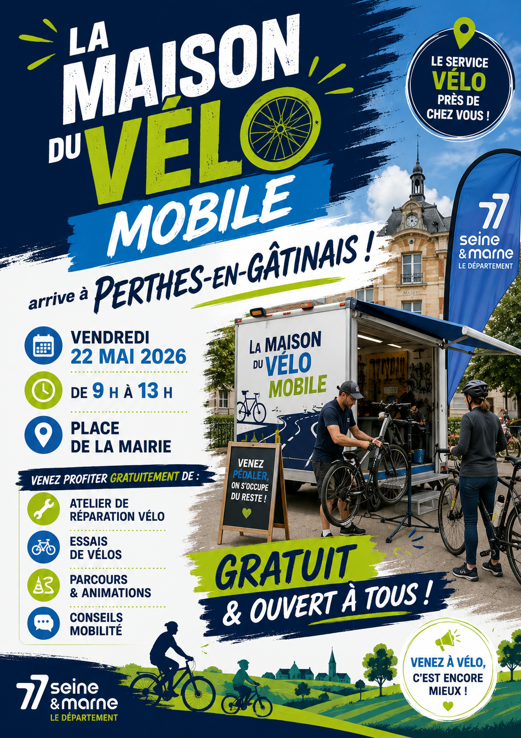 La maison du vélo mobile à Perthes-en-Gâtinais @ place de la mairie
